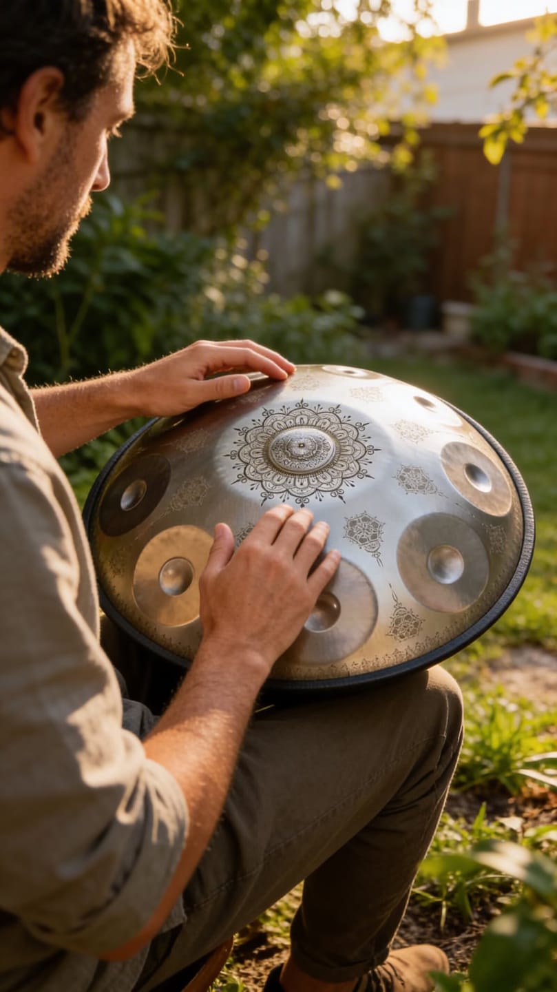 Customer photo review of Cosmos Handpan - Silver Mandarins 10 Notes in D Minor - Tambourine Gift Set