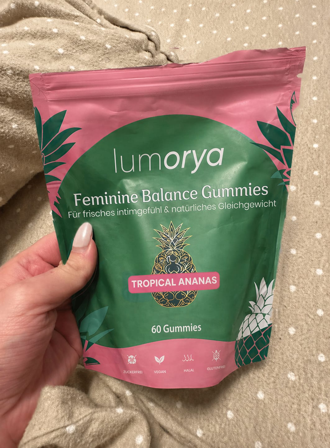 Customer photo review of LUMORYA® - Premium Balance Gummies