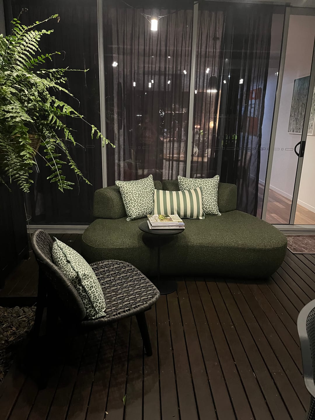 Customer photo review of Outdoor Green Stripe Cushion Cover 40x60cm