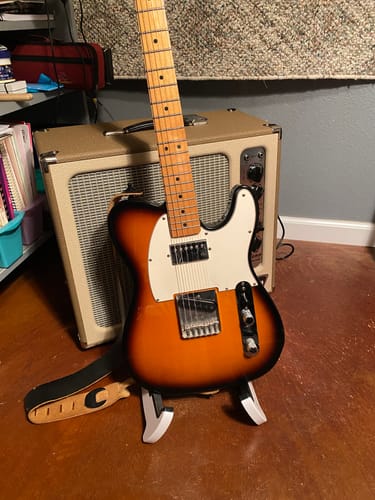 Customer photo review of BunnyNest A-Frame Guitar Stand – Collapsible, Lightweight, Portable, & Universal for Acoustic, Electric, and Bass Guitars