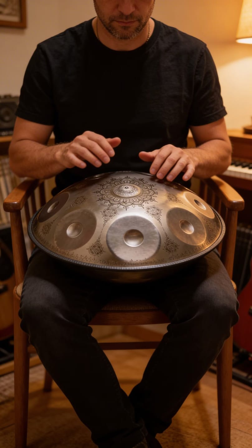 Customer photo review of Cosmos Handpan - Silver Mandarins 12 Notes in D Minor - Tambourine Gift Set