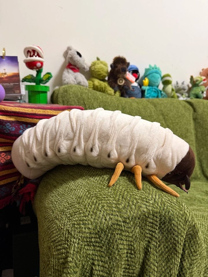 Customer photo review of White Grub Plush Toy – Realistic, Soft, and Perfect for Bug Lovers