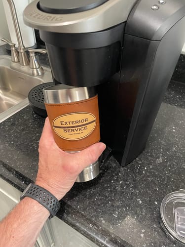 Customer photo review of Custom Leather Tumbler 20 oz Stainless Steel Insulated Premium Polar Camel