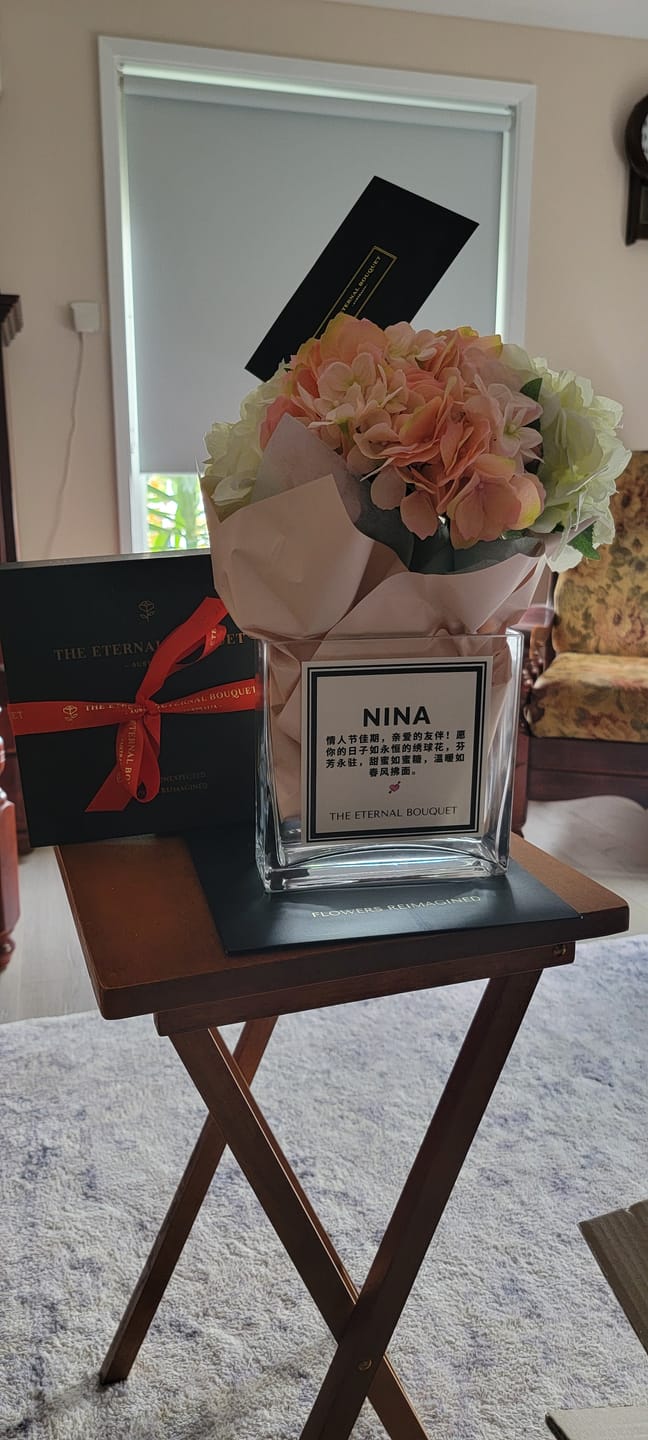 Customer photo review of Personalised Glass Vase - Grand Scented Silk Blooms