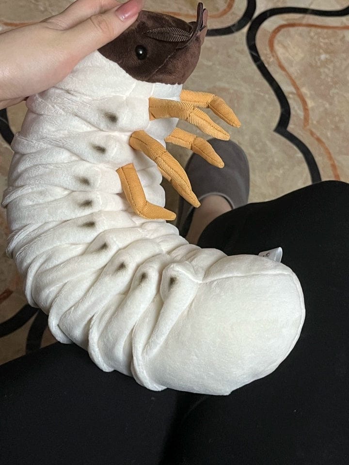 Customer photo review of White Grub Plush Toy – Realistic, Soft, and Perfect for Bug Lovers