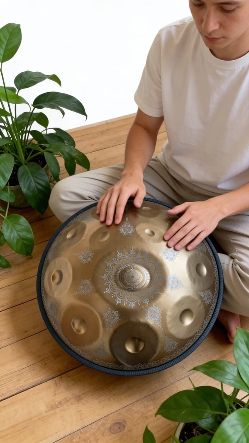 Customer photo review of Cosmos Handpan - Golden Mandarins 10 Notes in D Minor - Tambourine Gift Set