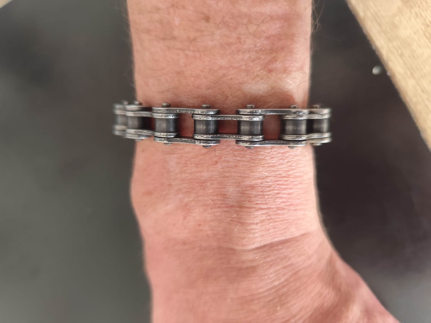 Customer photo review of Cycolinks 10mm Retro Rustic Silver Bike Chain Bracelet