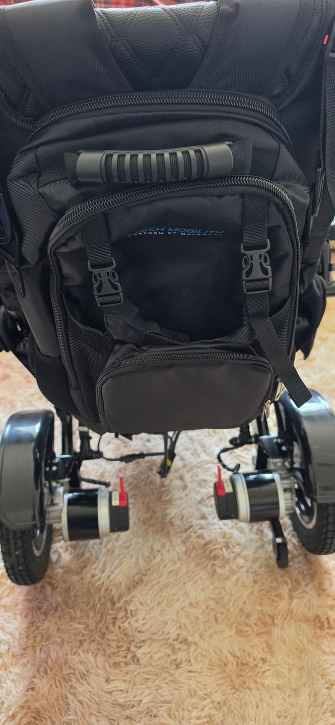 Customer photo review of Etech Mobility Wheelchair Backpack – Lightweight, Durable Storage Bag for Electric & Manual Wheelchairs