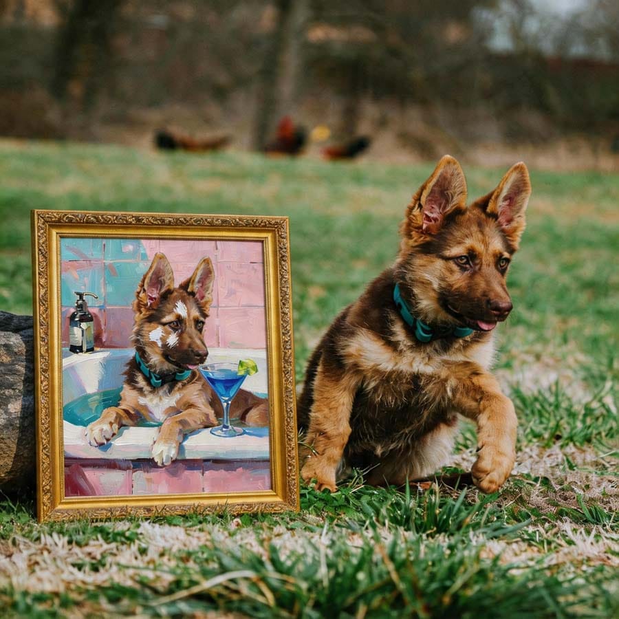 Customer photo review of Custom Pet Light Box Art (OIl painting)