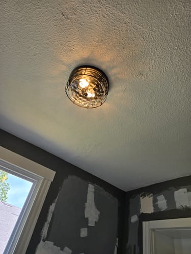 Customer photo review of Industrial 2-Light Water Glass Drum Cage Semi Flush Mount