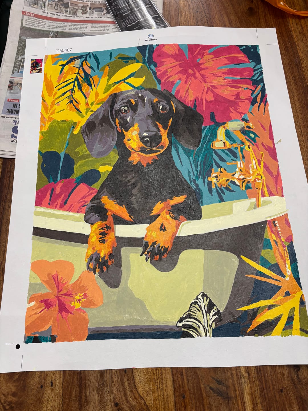 Customer photo review of Tropical dachshund | Paint by Number