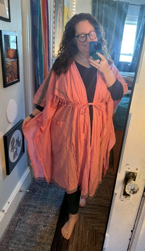 Customer photo review of NEW! Kala Cotton Tassel Duster Coral Pink