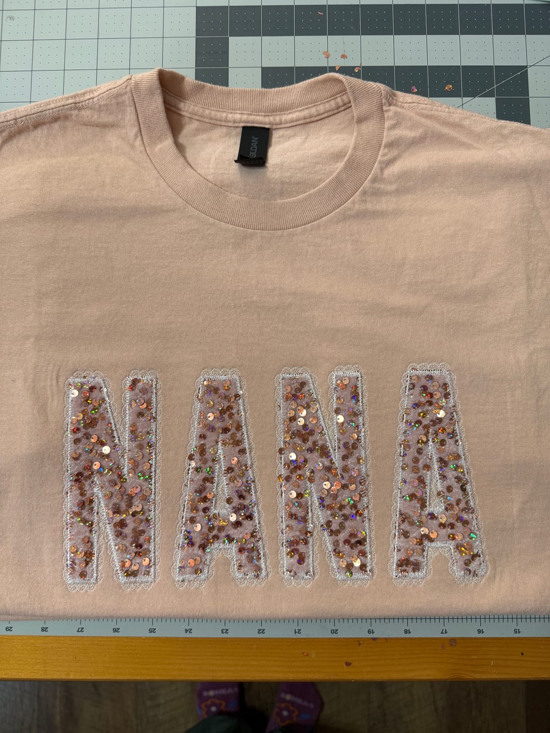 Customer photo review of Blush Iridescent Sequins Velvet
