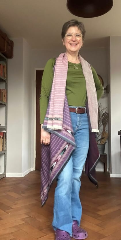 Customer photo review of Light Wool Cape Fusion Plum