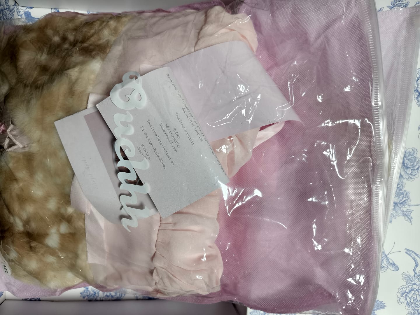 Customer photo review of Bambi Princess Fur Chiffon Babydoll Dress (Pink)