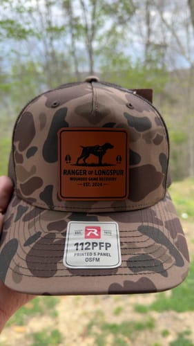 Customer photo review of Custom Leather Patch Hats Richardson CAMO Laser Engraved