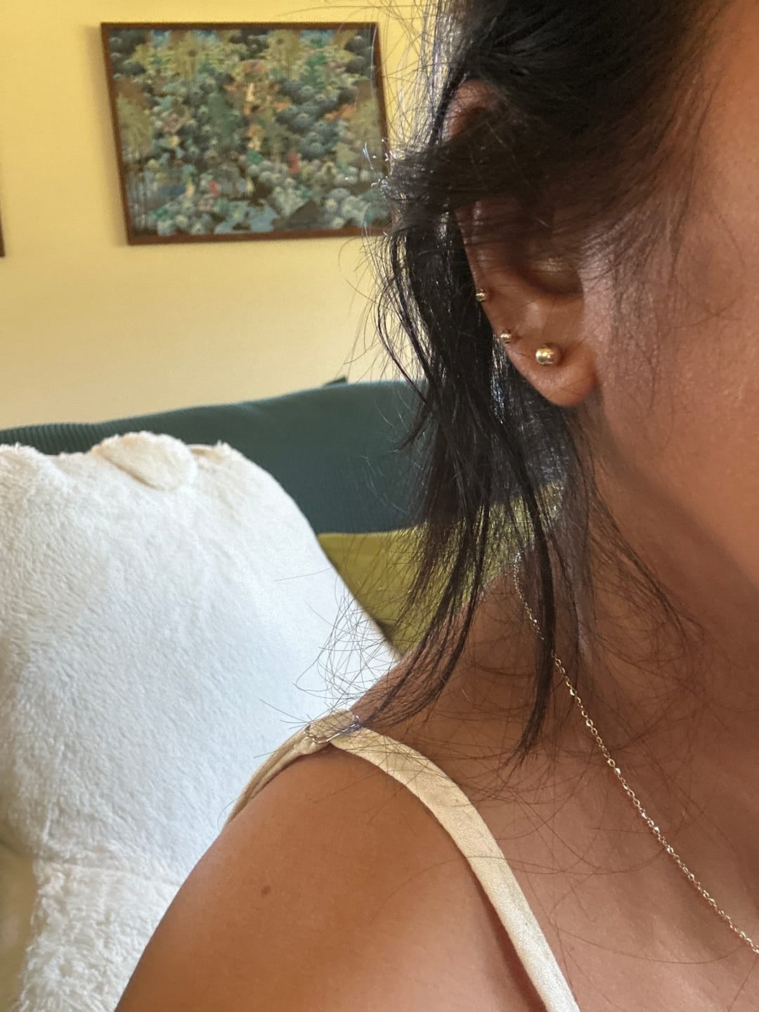 Customer photo review of 14k Yellow Gold Classic Ball Stud Earrings with Screwbacks (Unisex)