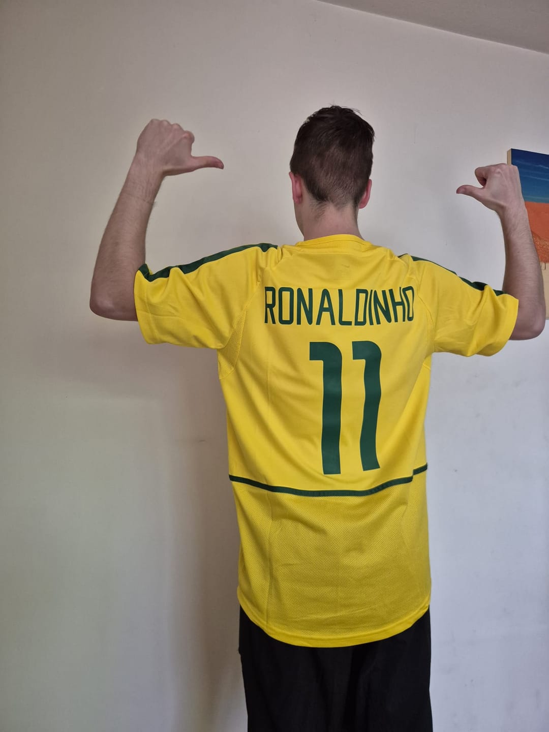 Customer photo review of Ronaldinho Brazil 2002 World Cup Retro Football Jersey