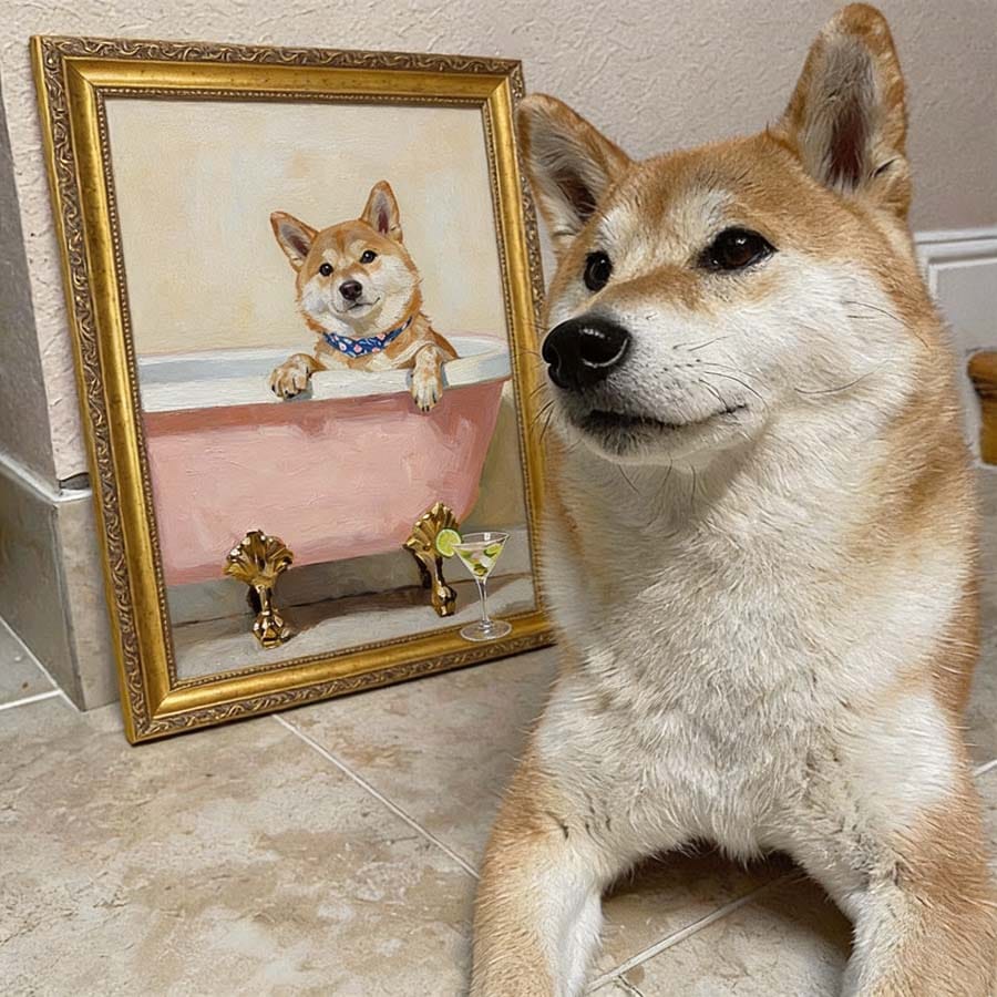 Customer photo review of Custom Pet Light Box Art (OIl painting)