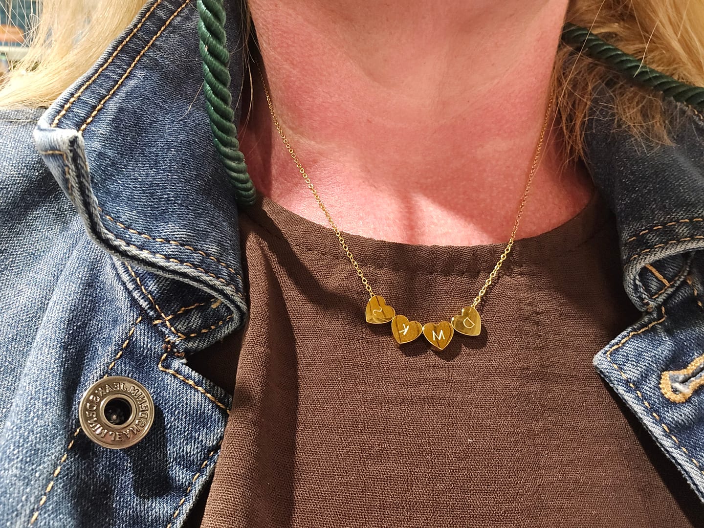 Customer photo review of Amo Heart Quadruple Bead Necklace in Gold