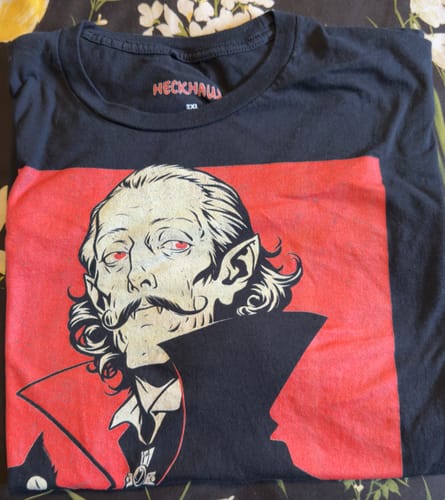 Customer photo review of The Count and the Cat T-Shirt