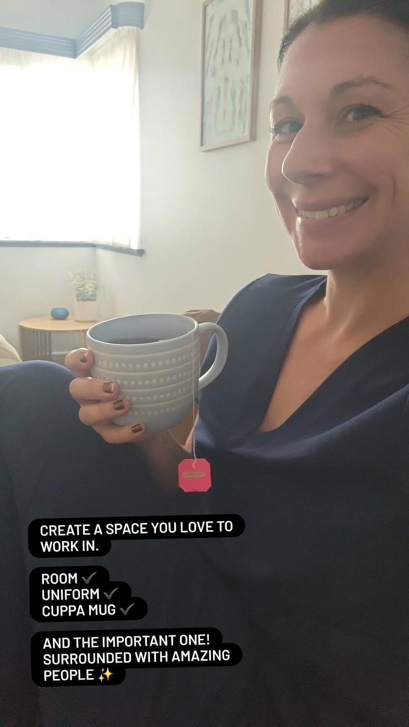 Customer photo review of ELIZABETH Two Pocket Scrub Top - Navy | SLTECH™