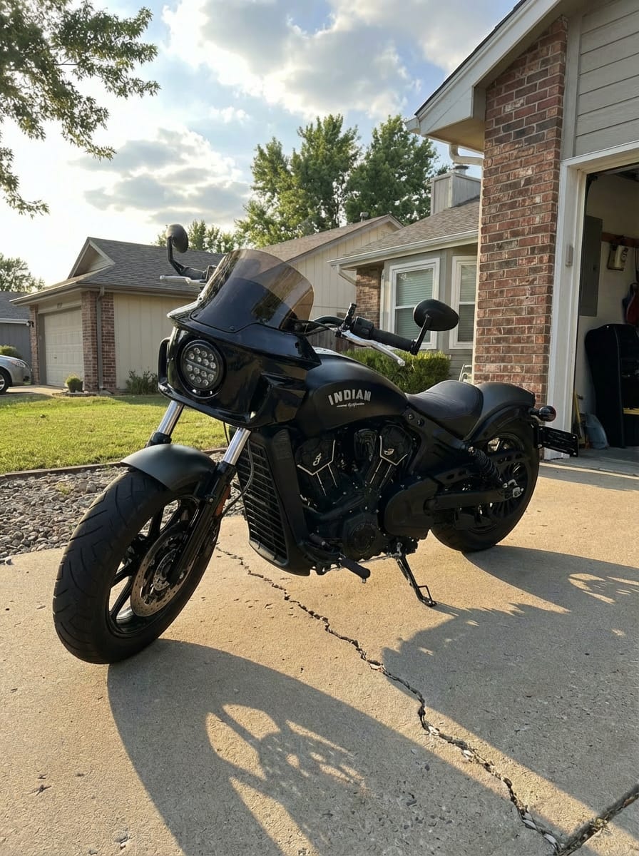 Customer photo review of Viking Darkin Indian Chief Motorcycle Fairing Gloss Black