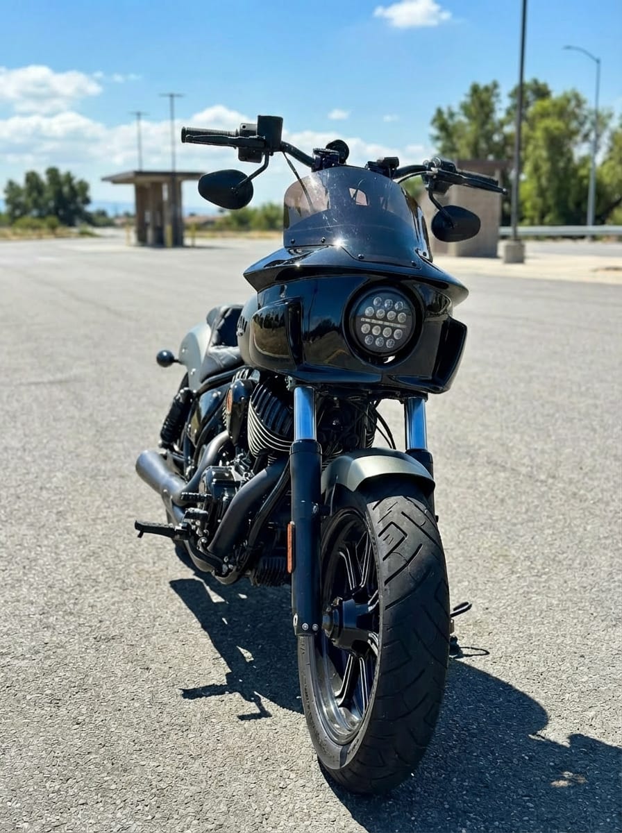 Customer photo review of Viking Darkin Indian Chief Dark Horse Motorcycle Fairing Gloss Black
