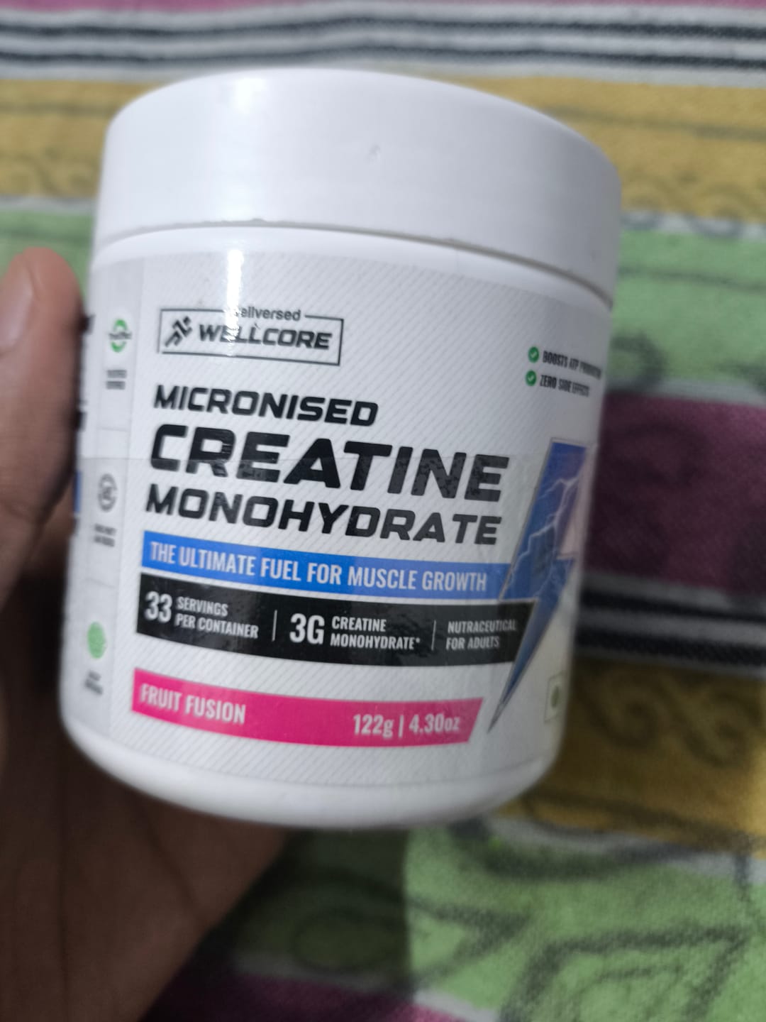 Customer photo review of Wellcore - Pure Micronised Creatine Monohydrate (122g, 33 Servings) Fruit Fusion