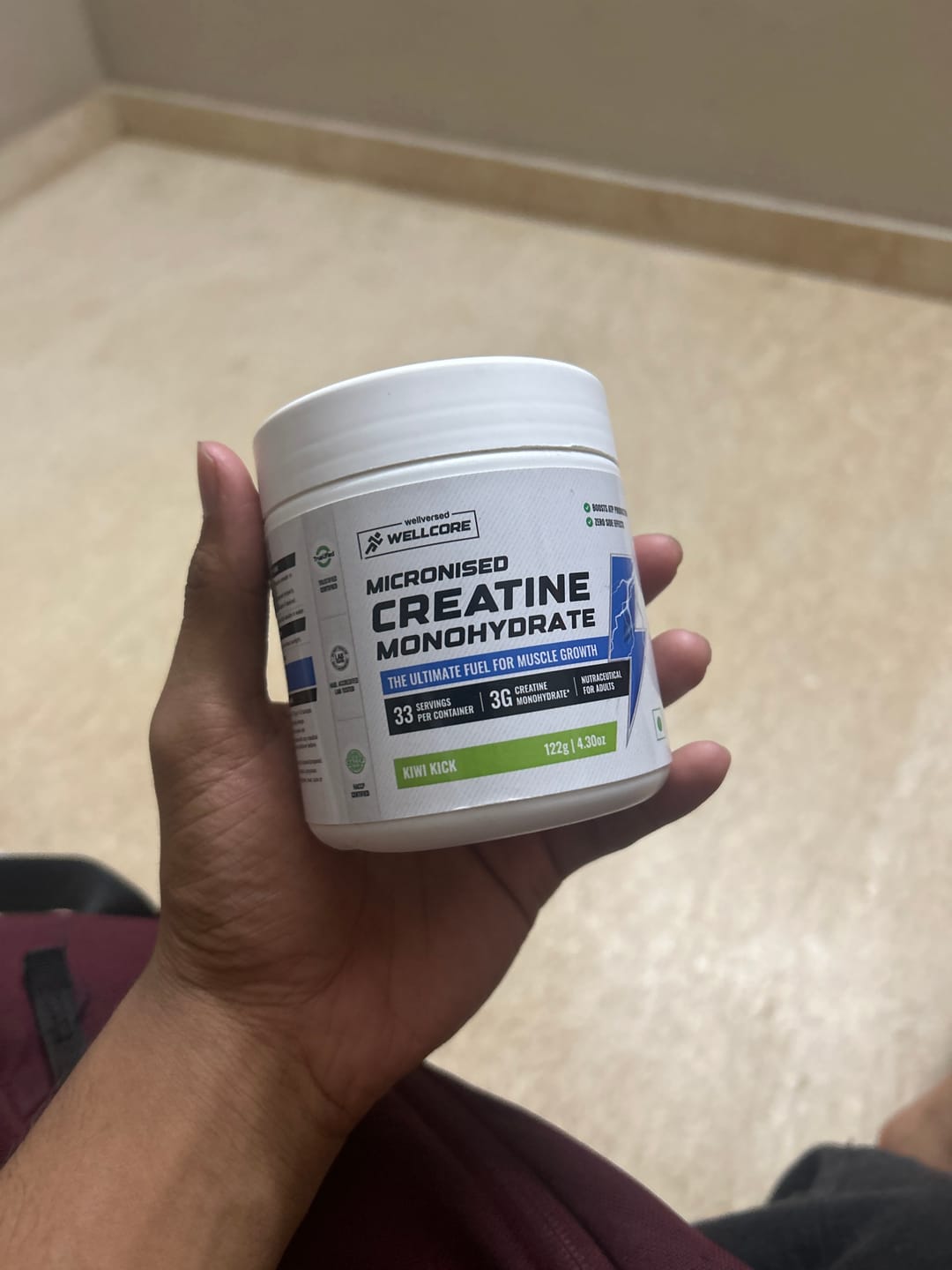 Customer photo review of Wellcore - Pure Micronised Creatine Monohydrate | Kiwi Kick (122g, 33 servings)