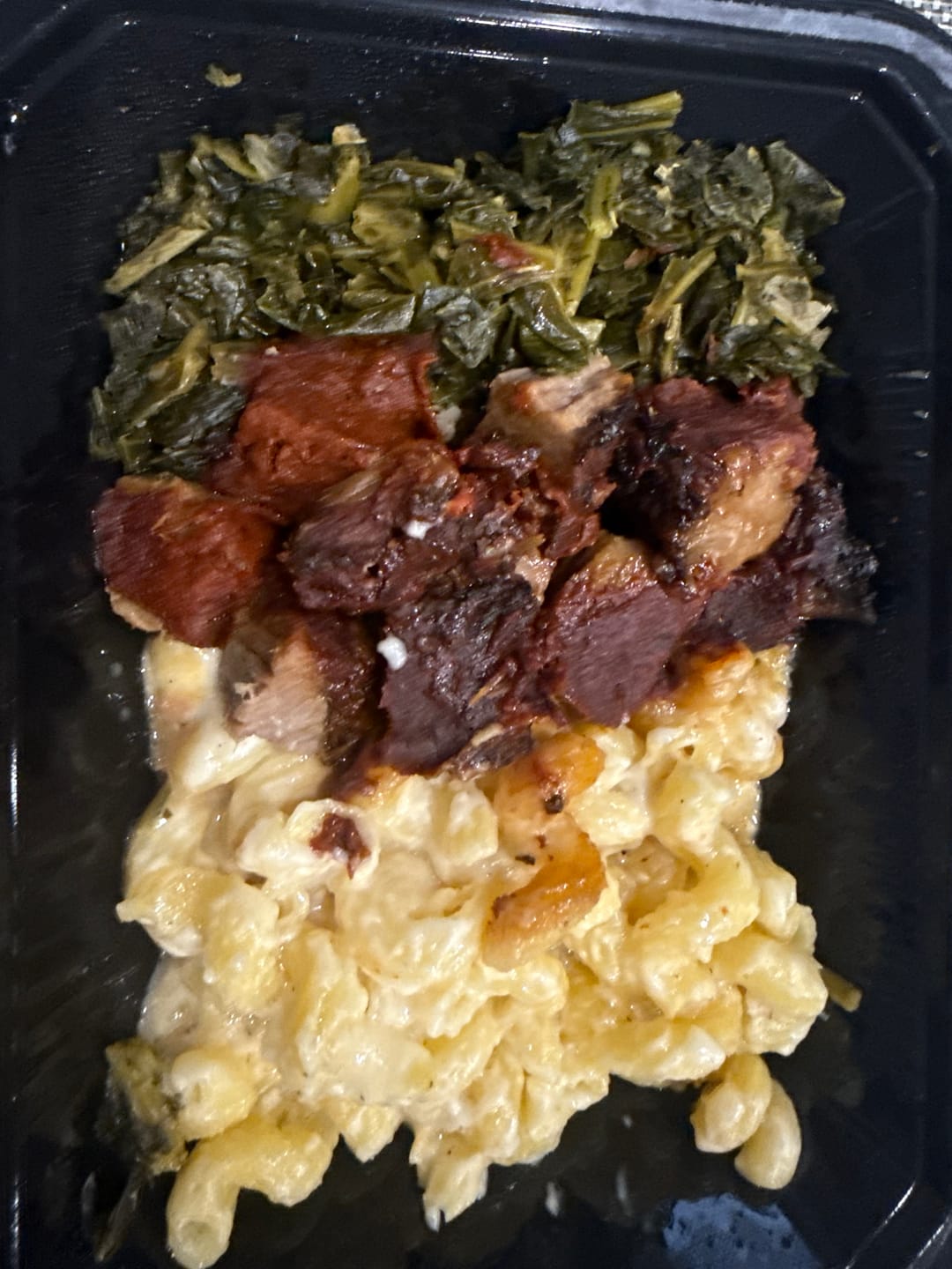 Customer photo review of BBQ Brisket Burnt Ends with Cheddar Mac & Braised Greens
