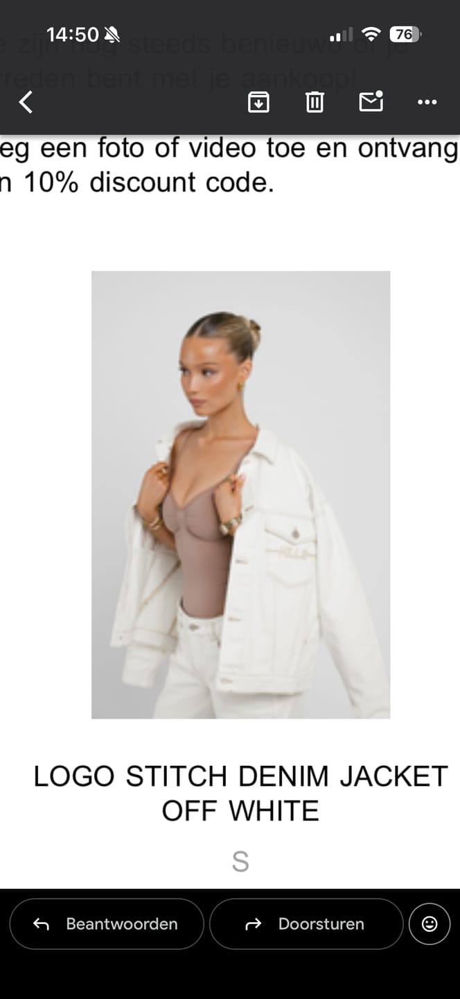 Customer photo review of LOGO STITCH DENIM JACKET OFF WHITE
