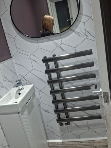 Customer photo review of Reina Grace Designer Heated Towel Rail - 780 x 500mm - Brushed Gun Metal