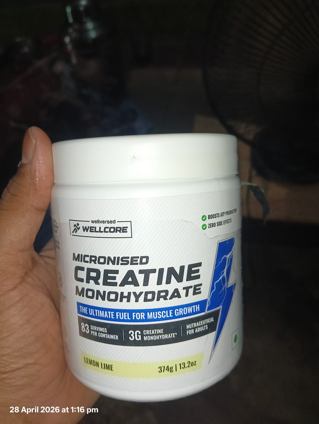Customer photo review of Wellcore - Pure Micronised Creatine Monohydrate | Lemon Lime (374g, 83 servings)