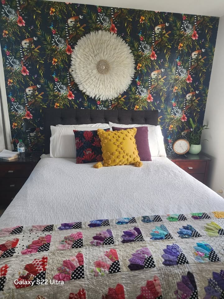 Customer photo review of Lemur Wallpaper - Midnight Blue