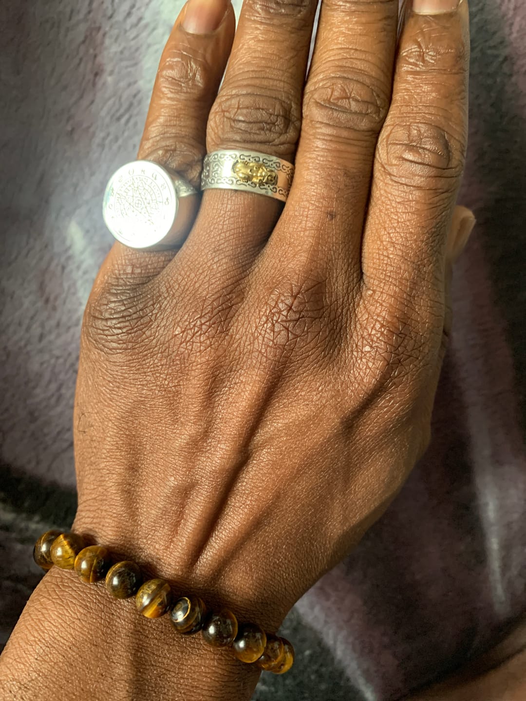 Customer photo review of Buddha Stones Sterling Silver Lotus Zircon Blessing Protection Ring