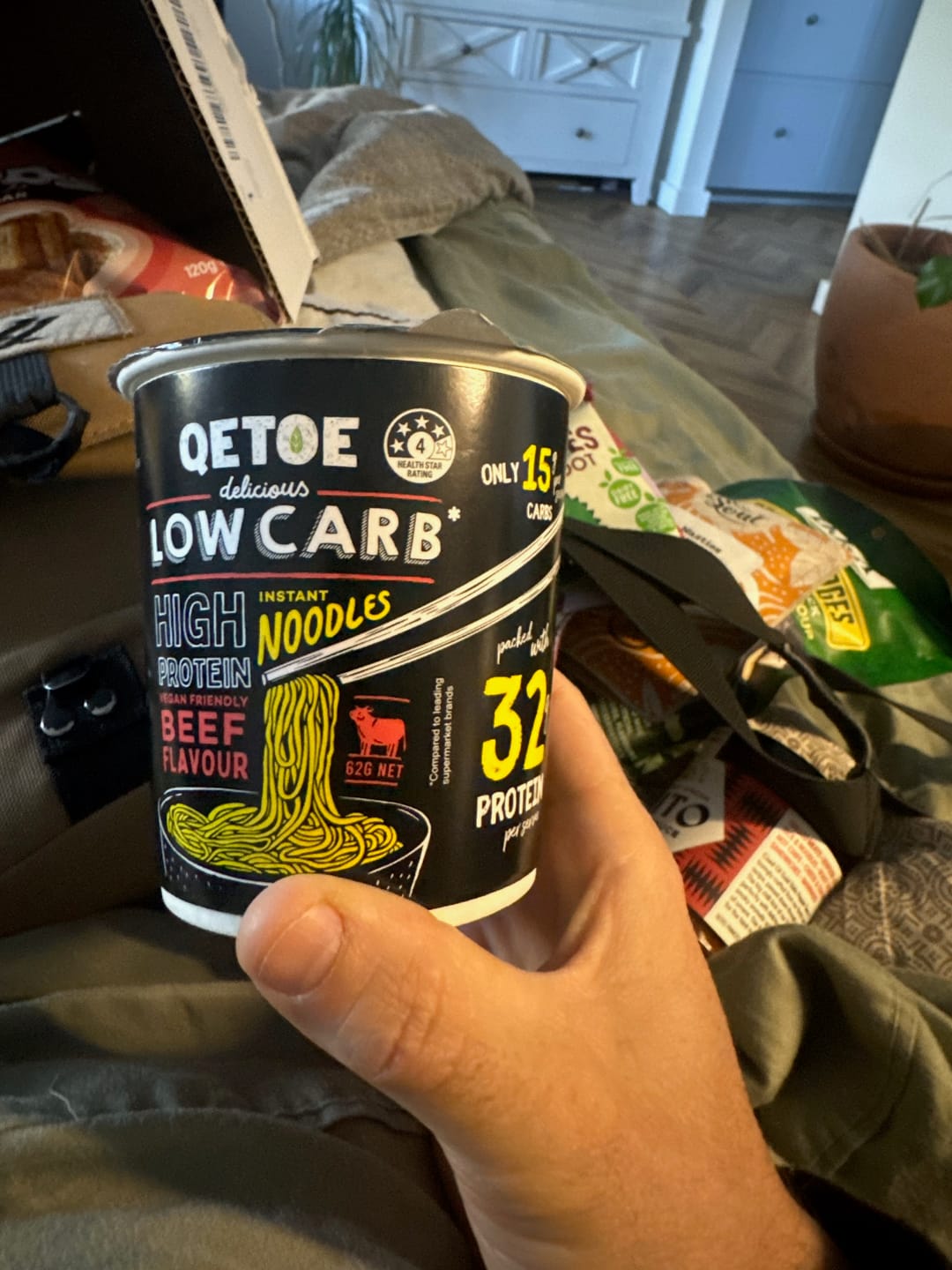 Customer photo review of Qetoe Low Carb High Protein Instant Cup Noodle - COMBO 12 PACK