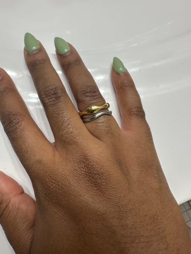 Customer photo review of Two Tone Wave Ring Set