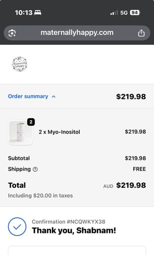 Customer photo review of Myo-Inositol