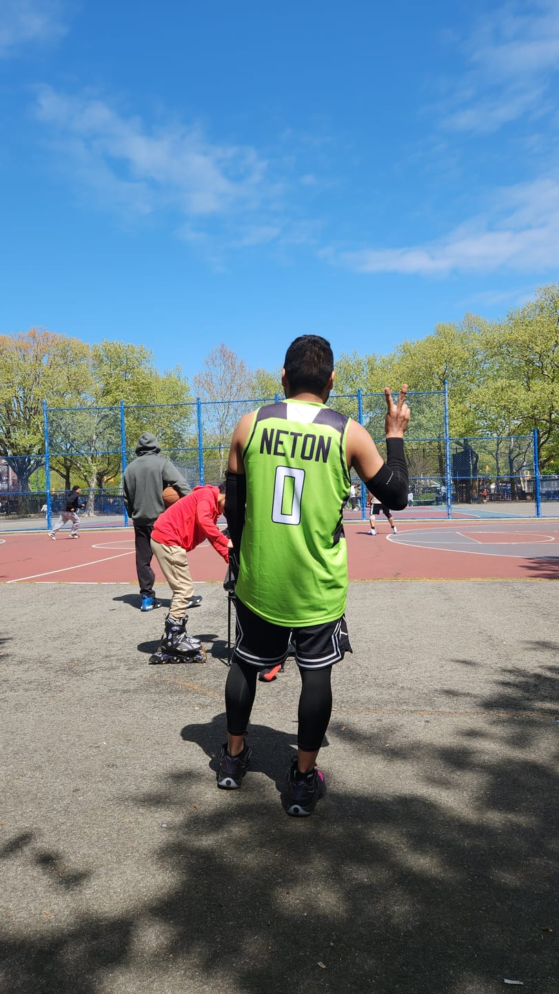 Customer photo review of Custom Purple Yellow Reversible Double Side Tops Basketball Jersey