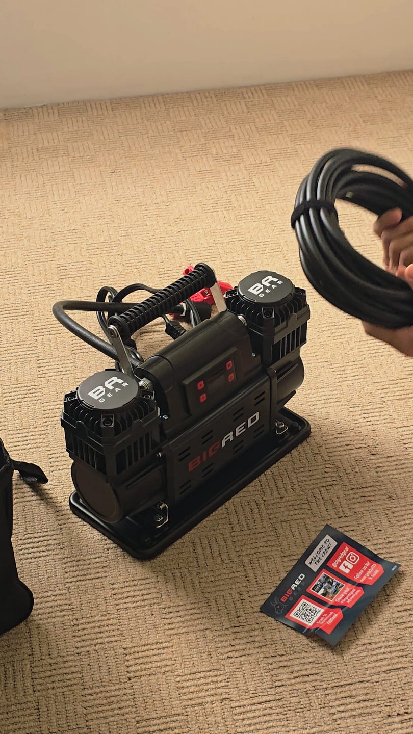 Customer photo review of Big Red Gear 12v Portable Air Compressor QUAD-FLATE Kit