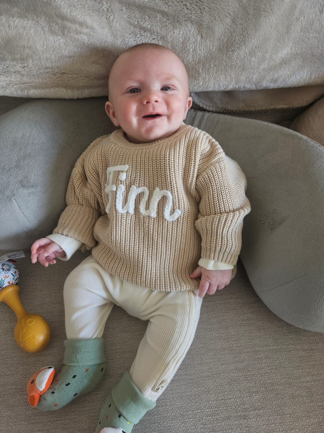 Customer photo review of Hand Knitted Personalized Sweater