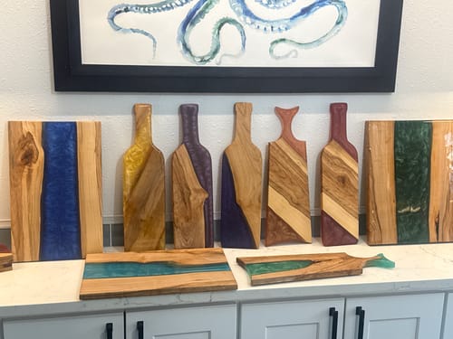 Customer photo review of 18x5" Wine Bottle Serving Board Acrylic Router Template