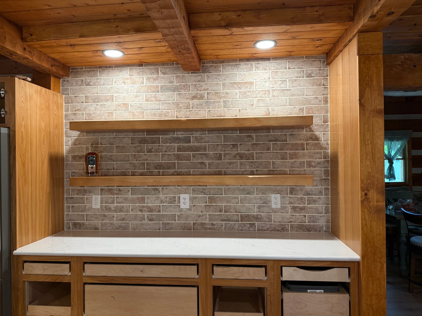 Customer photo review of Distressed 3" Thick Floating Shelves