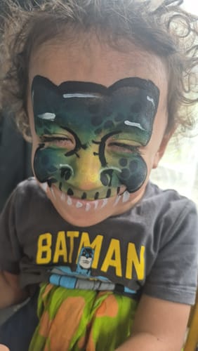 Customer photo review of The Dino & Dragon Face Paint Kit
