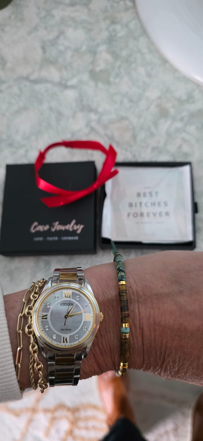 Customer photo review of 'Best Bitches Forever' Morse code Motivational Bracelet