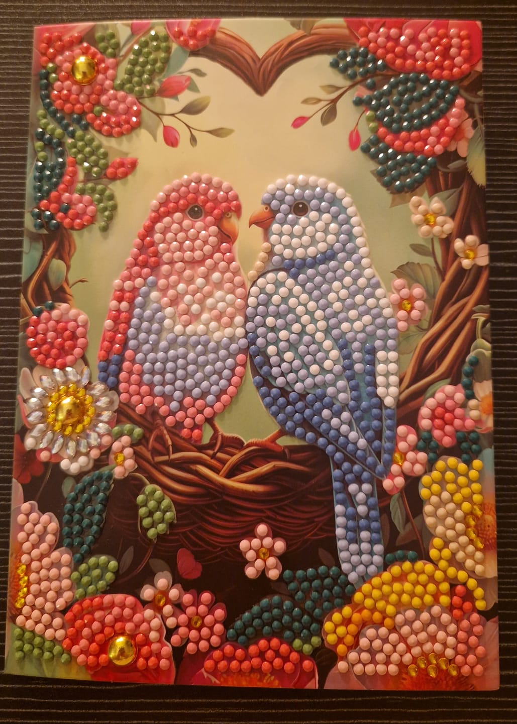 Customer photo review of Floral Birds Crystal Art Card Kit 12.6cm x 17.5cm