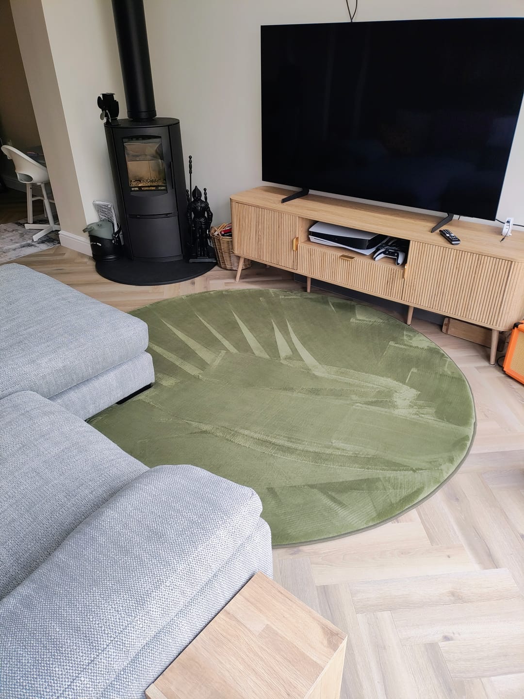 Customer photo review of Olive Green Round Play Mat