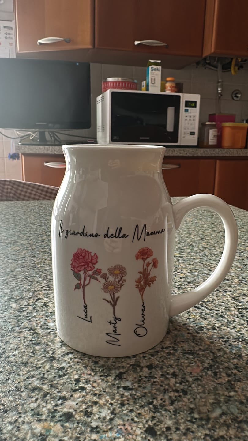 Customer photo review of Il giardino della mamma – Vaso personalizzato con nome e fiori per mamma e nonna