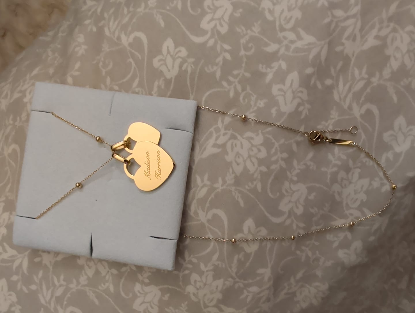 Customer photo review of Engravable Heart Pendant